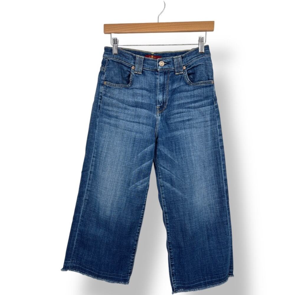 7FAM 7 For All Mankind Medium Wash‎ Blue Cropped Wide Leg Jeans Women's 26